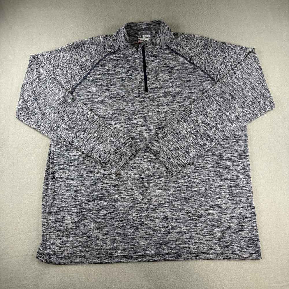Under Armour Mens 3XL HeatGear Tech 1/4 Zip Pullover Space Dye Navy Long Sleeve